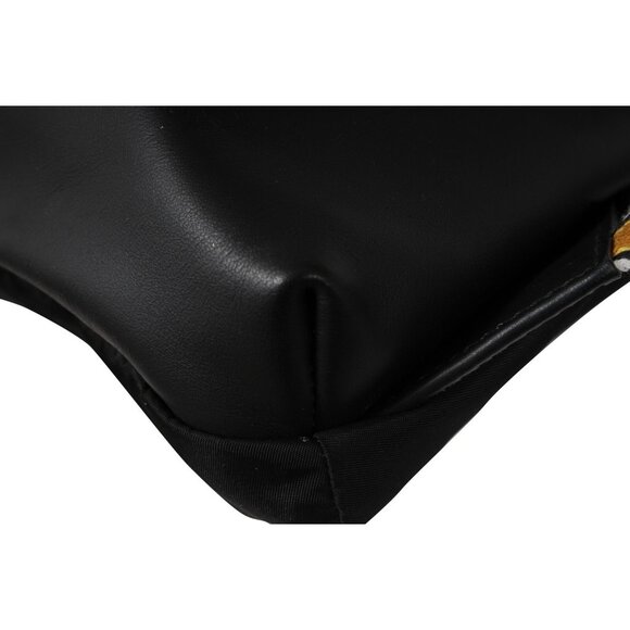 Fendi Mens Nylon Vitello Drawstring Backpack Black Leather Logo Yellow Straps - Picture 14 of 16